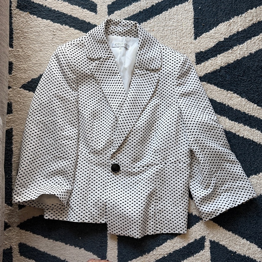 KASPER Monochrome Polka Dot Blazer